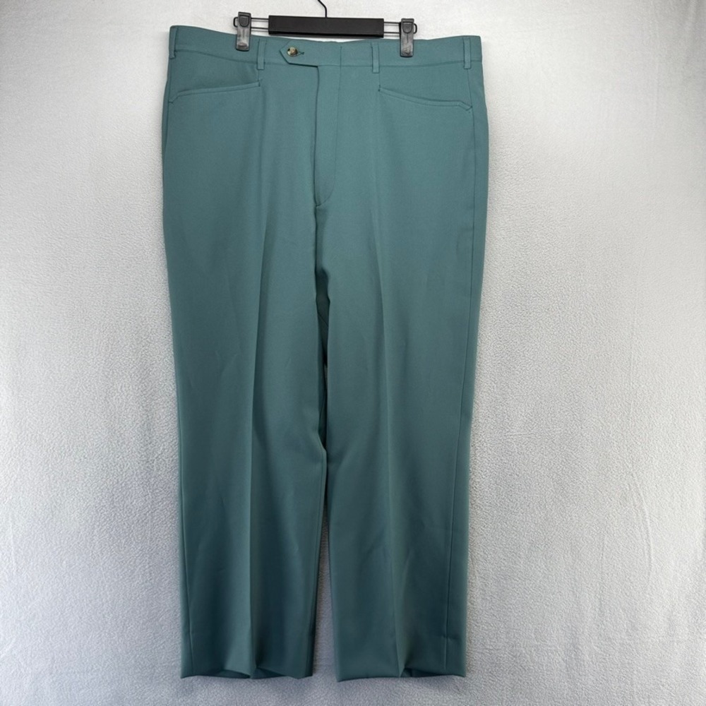 Sansabelt Dress Pants Mens 38x29 Blue Teal Western Slacks Trousers Sansabelt 80s
